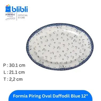 Formia Piring Keramik Oval Platter Daffodil Blue/ pc 12"