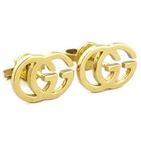 【GUCCI 古馳】18K金-Interlocking GG 造型針式耳環(展示品)