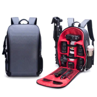 Photo Shoulders Backpack Waterproof Nylon Case fit 15.6" Laptop Bag W/ USB Port for Canon Nikon Sony SLR Photography Lens Tripod