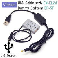 Vitesun Power Bank 5V USB Cable Adapter + EN-EL24 Dummy Battery EP-5F for Nikon 1 J5 1J5