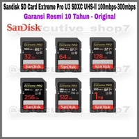Sandisk SD Card Extreme Pro U3 SDXC UHS-II 100mbps-300mbps - Garansi Resmi 10 Tahun - Original 128GB