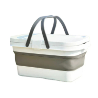 【May Shop】戶外野餐籃可折疊便攜大容量小桌提籃 摺疊水桶(創意多變化收納新型態)