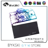 Bykski GPU Water Block For Powercolor Radeon RX6750XT Red Graphics Card/ VGA Copper Cooling Radiator 5V RGB SYNC A-PC6750XT-X