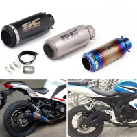 On Sale SC Project Exhaust Muffler Tailpipe Tip Stainless Universal 51mm Motorcycle Exhaust Pipe Wit