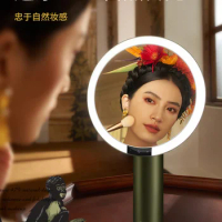 AMIRO Light Seeking Makeup Mirror LED with Light O Series Small Black Mirror Dormitory Desktop Dressing Mirror