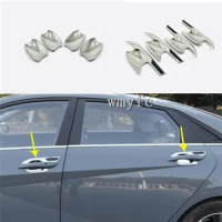 For Hyundai Elantra Avante 2021 2022 Car Sticker Body Styling Cover Detector Trim External Door Bowl Lamp Frame Parts 4pcs