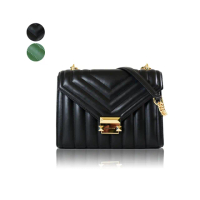 【Michael Kors】WHITNEY 羊皮絎縫皮革翻蓋磁釦肩背/斜背二用包-中(新款任選)