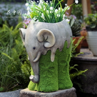 大象花盆綠植創意幼兒園裝飾陽臺布置動物特大號戶外花園庭院擺件