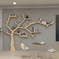 【免運】 美雅閣| 簡約現代實木樹形書架辦公室客廳沙發后創意墻上落地置物架裝飾架