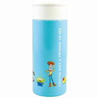小禮堂 迪士尼 玩具總動員 迷你旋轉蓋不鏽鋼保溫瓶 兒童水壺 隨身瓶 200ml (藍 排站)