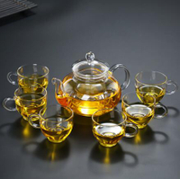 耐熱玻璃功夫茶壺花茶壺過濾泡茶器加厚高溫透明茶具套裝家用茶杯