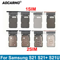 Aocarmo For Samsung Galaxy S21 Ultra S21+ S21U S21 Plus Single &amp; Dual SIM Card Sim Tray Card Slot Holder Replacement Parts
