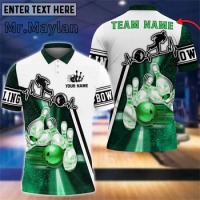 Light Bowling Player Multicolor Option Customized Name 3D Polo Shirt Custom Name Team Bowling Shirt Men Gift For Bowler Tops-523