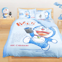 【享夢城堡】雙人床包薄被套四件組(哆啦A夢DORAEMON 祕密道具素描集-藍)