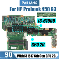 For HP Probook 450 470 G3 Laptop Motherboard DA0X63MB6H1 830930-601 830931-601 827026-601 i3 i5 i7 6th GPU 2G Notebook Mainboard