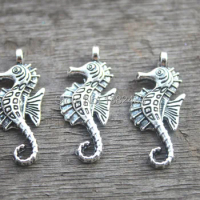 15pcs--sea horse charms,Antique silver sea horse charms/pendants,Hippocampus pendant 29x12mm