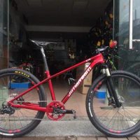 Jimiteam-Carbon Fiber Mountain Bike Frame, Quick Release Barrel Axle, Transparent Red, 27.5 ", 29", 142mm, New, 2021