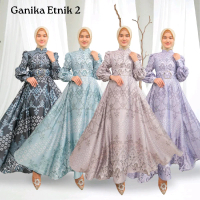 Ganika Etnik - dress viral terkini - dress simple elegan - ootd muslimah - dress kondangan- gaun pes