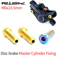 RISK 2pcs M6x23.5mmBicycle Hydraulic Disc Brake Bolt Titanium Alloy Master Cylinder Fixing Bolt Hollow Mountain Bike Fixed Screw