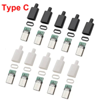 10Pcs USB 3.1 Type C Plug Male Connector With Housing 24Pin Type-C Charging Plugs Welding DIY Data Cable Accessories Repair