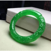 Natural Original Ecological Pattern Hand Carved Dragon Jade Bangle Jewelry