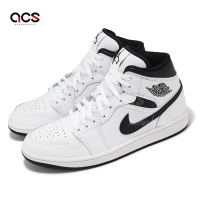 Nike 休閒鞋 Air Jordan 1 Mid 男鞋 白 黑 反轉熊貓 皮革 中筒 AJ1 一代 DQ8426-132