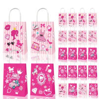 Kawaii Barbie Gift Bags Holiday Party Gift Paper Bag Jewelry Shopping Bags Christmas Wedding Gift Colored Paper Bags Candy Bag