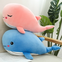 可愛小鯨魚公仔毛絨玩具藍鯨玩偶睡覺抱枕床上女孩男孩陪睡布娃娃 送禮 禮物 擺件