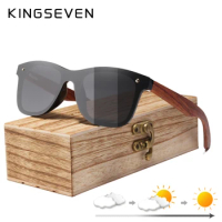 KINGSEVEN High Quality Sunglasses Handmade Bubinga Wooden Frame Photochromic Glasses Polarized UV400 Lens Men Women Fashion