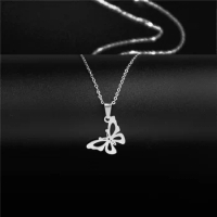 Hollow butterfly necklace simple clavicle chain New stainless steel cold wind butterfly pendant wholesale