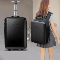 Super large capacity hardside business trolley suitcase bag travel boarding luggage bag 19 inch fashion backpack for boys girls
