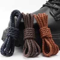 1Pair Waxed Cotton Shoelace Round Rope Shoelaces Waterproof Martin Boots Leather Laces for Shoes Accessories 70/90/120/150cm
