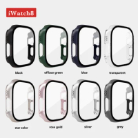 Glass+Case for Apple Watch8 PC Tempered Film Screen Protector Case Protective Cover Accessories for IWatch Series 8pro 49mm Case