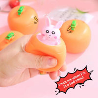 Carrot Rabbit Squeeze Toy, Cute Bunny Fidget Toy For Stress And Anxiety Relief, 11cm TPR E1X4