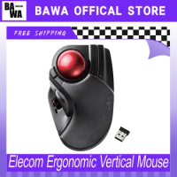 Elecom Ergonomic Vertical Mouse Trackball Mouse Wireless Mouse 2.4g 10 Programmable Buttons Custom O