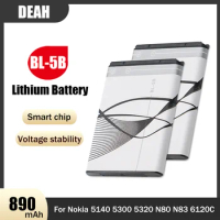 BL-5B BL 5B BL5B 3.7V 890mAh Rechargable Lithium Battery For Nokia 5300 5320 N80 N83 6120C 7360 3220 3230 5070 Replacement Cells