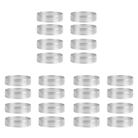 24Pc Stainless Steel Tart Ring, Heat-Resistant Perforated Cake Mousse Ring Round Double Rolled Tart Ring Metal Mold 10Cm