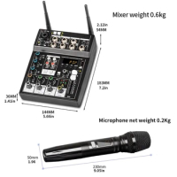 Audio mixer with wireless microphone 5-channel recording live for musical instruments amplifier speakers mobile phone Karaoke