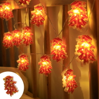 春節新年LED鞭炮造型燈串元宵節日室內房間氛圍裝飾彩燈電池盒USB 全館免運