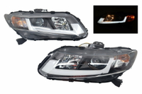 大禾自動車 R8樣式 LED燈條 鹵素 黑底大燈組 適用 HONDA CIVIC 9代喜美 K14 12-16