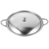 Stainless Steel Pot Korean Cooking Pan Non Stick Frying Wok Fried Steak Pot With Lid Kitchen Cookware