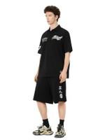 Men Sweatshorts Kamon and Seagull Embroidery Fashion Fit Black