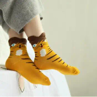 100pairs/lot fedex fast Women Lady Girl 3D Animals Striped Cartoon Socks Cat Footprints casual Cotton socks