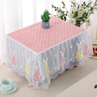 Pastoral Microwave Oven Cover Solid Color Cotton oil Dust Proof Cover Embroidered Swan Lace Electric Oven Cloth Kitchen Supplies