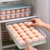15/24 Grid Refrigerator Eggs Storage Box with Lid Household Kitchen Food Preservation Boxs Egg Dumpling Shelf Holding