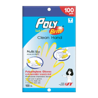 POLY-BRITE ถุงมือพลาสติกอเนกประสงค์ HDPE หนาพิเศษ รุ่น 950-023D สีใส หนา 200 ไมครอน (แพ็ค 100 ชิ้น)