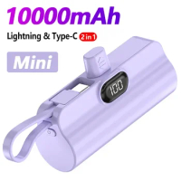 10000mAh Mini Power Bank Built-in High Capacity Portable External Spare Battery Powerbank Charger For Xiaomi iPhone Samsung