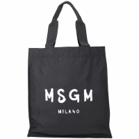 MSGM 品牌字母印花帆布托特包(黑色)