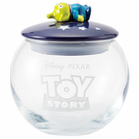 小禮堂 迪士尼 三眼怪 造型陶瓷蓋透明玻璃置物罐《藍.仰姿》糖果罐.收納罐
