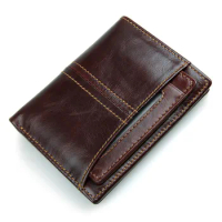 Genuine Leather Men Short Wallets Cow Leather Male Bifold Wallet Men Zipper Coin Purse High Quality Small Thin Card Holders
